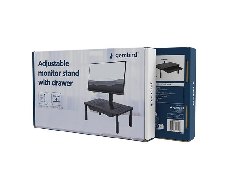 Gembird MS-TABLE-D-01 Adjustable monitor stand with drawer
