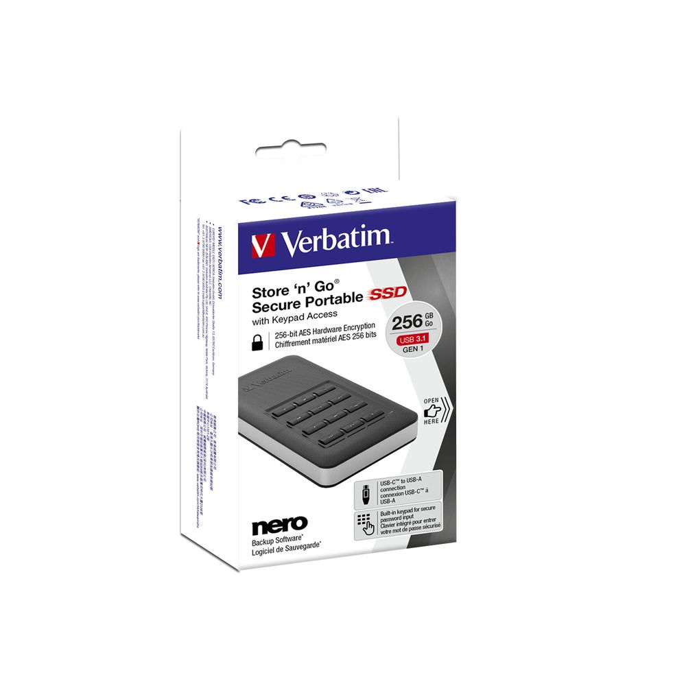 Verbatim 256GB USB3.1/USB Type-C Store 'n' Go Secure Black