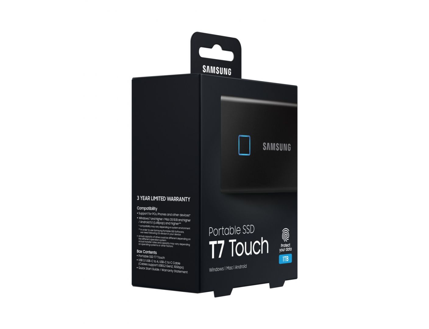 Samsung 1TB USB3.2/USB Type-C T7 Touch Black