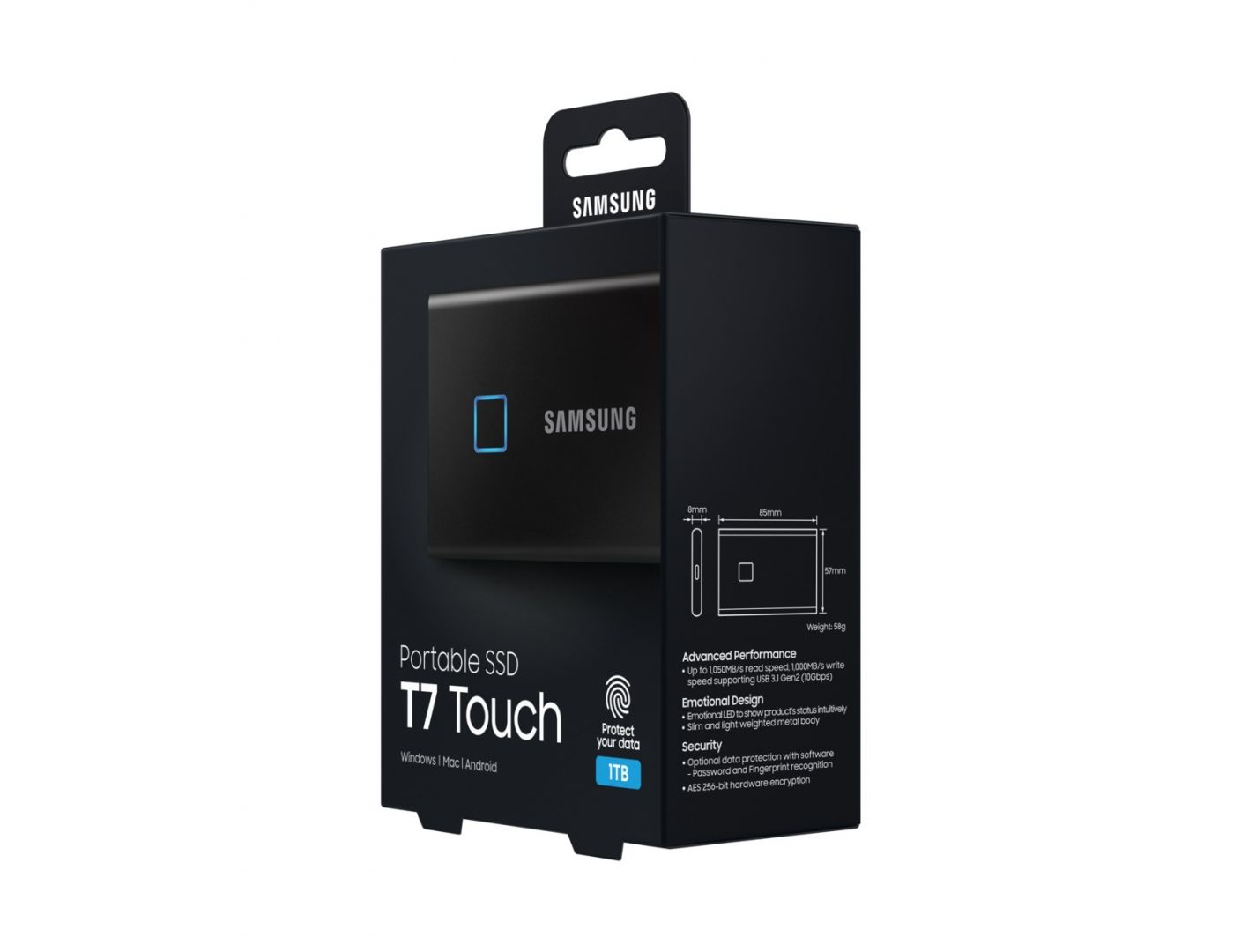 Samsung 1TB USB3.2/USB Type-C T7 Touch Black
