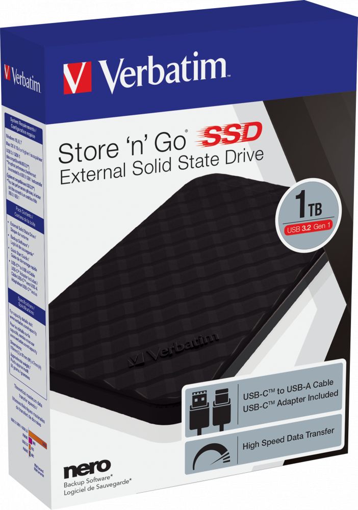 Verbatim 1TB USB 3.2/USB Type-C Store ''n'' Go Black