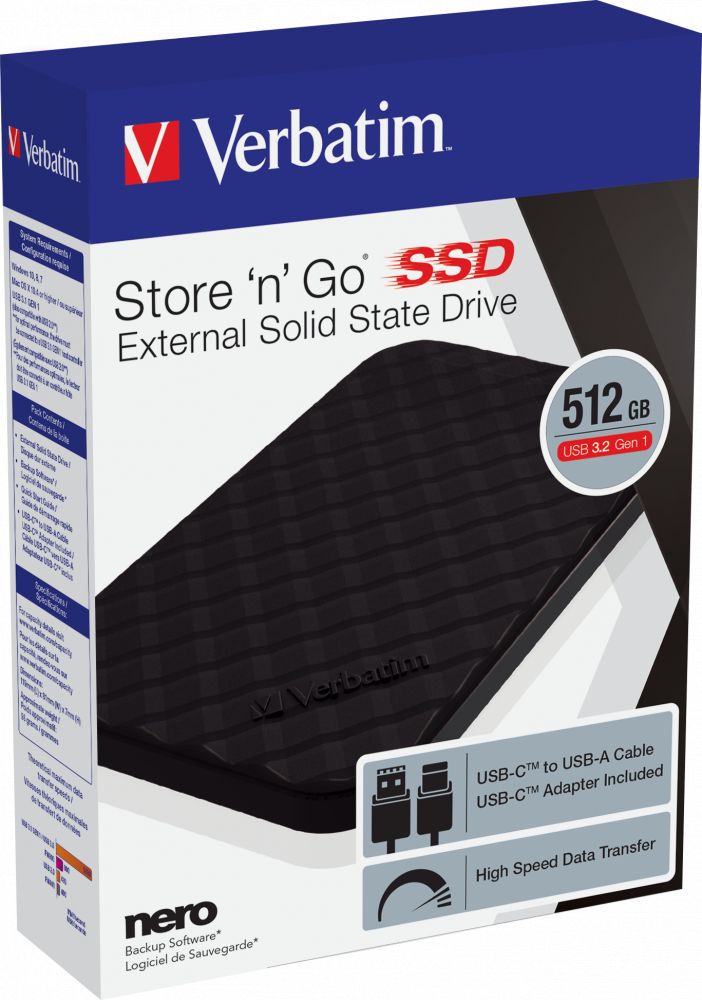 Verbatim 512GB USB 3.2/USB Type-C Store 'n' Go Black