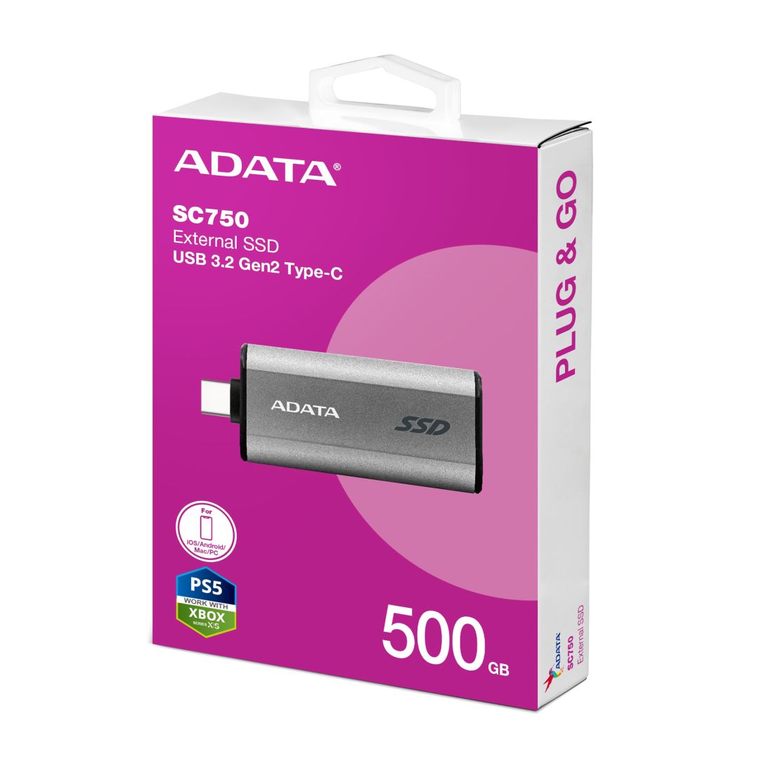 A-Data 500GB USB3.2 SC750 Titan Black