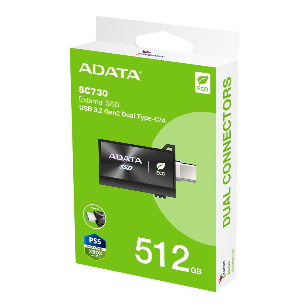 A-Data 512GB USB3.2/USB Type-C SC730 Black