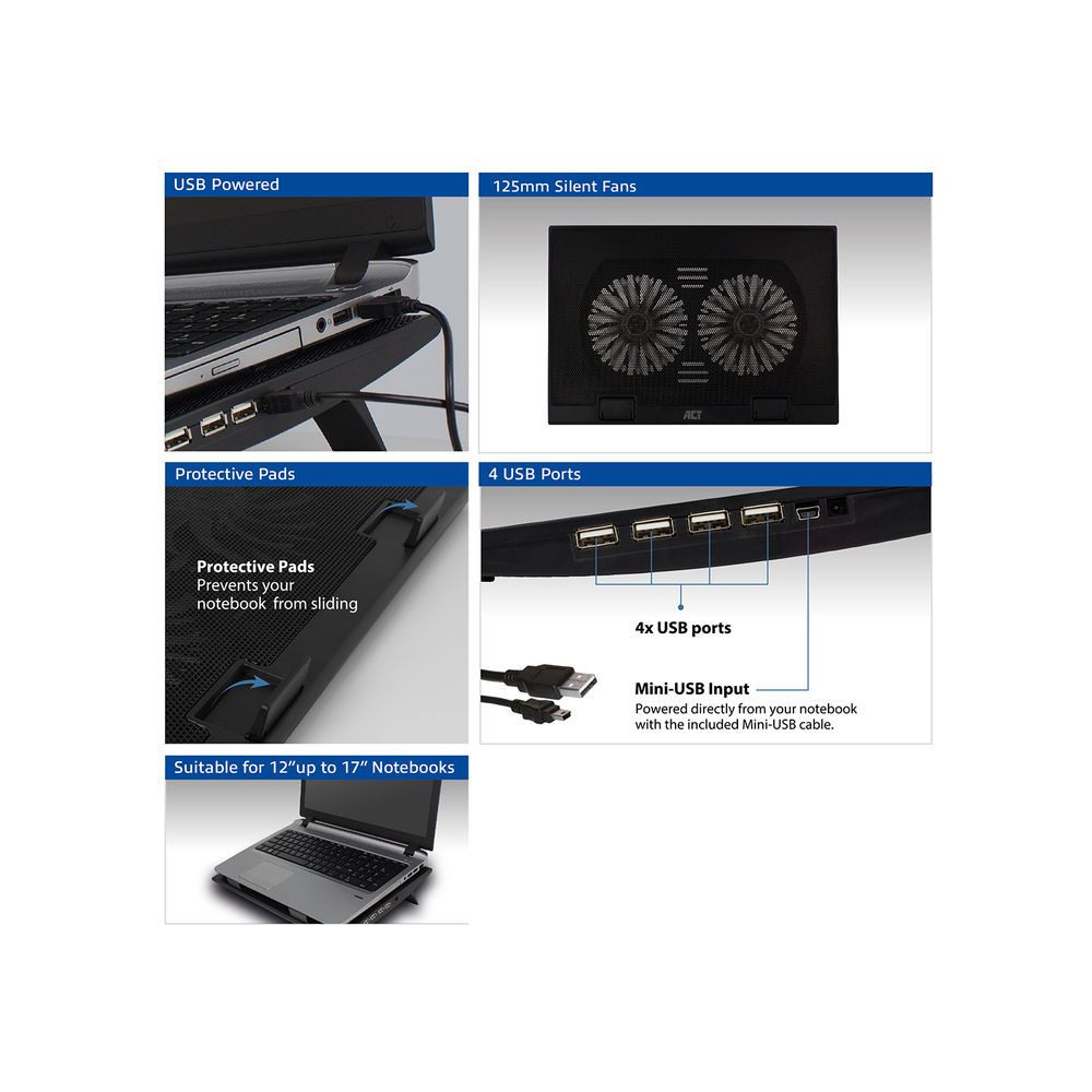 ACT AC8105 Laptop hűtőállvány 17