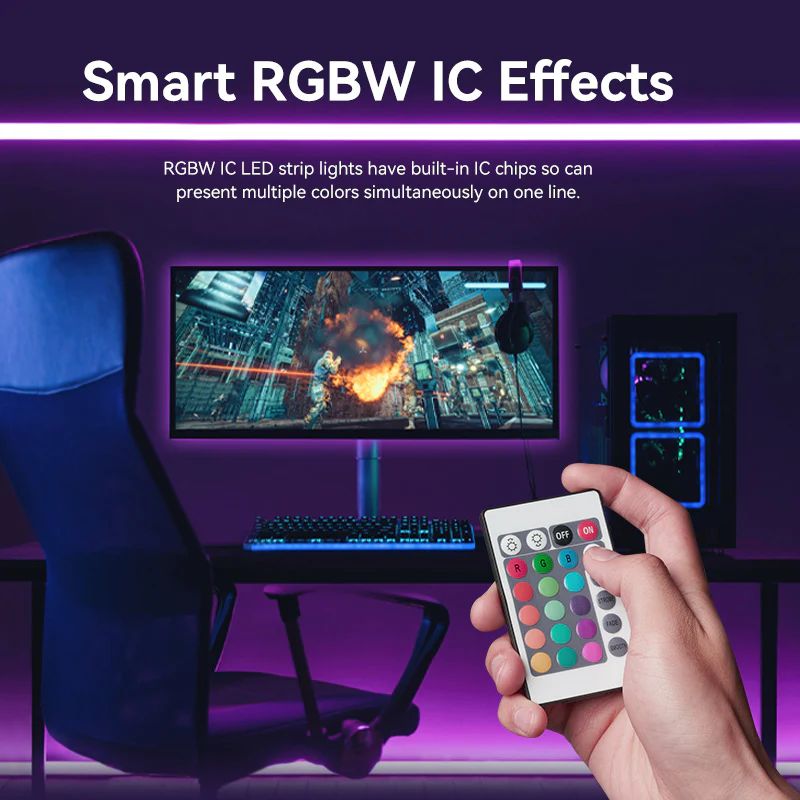 Vention RGB FPC LED Strip Lights with IR Remote and USB 5V Power Supply 5m