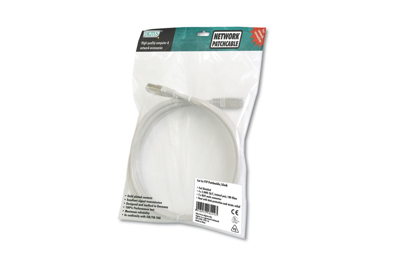 Digitus CAT5e SF-UTP Patch Cable 1m Grey