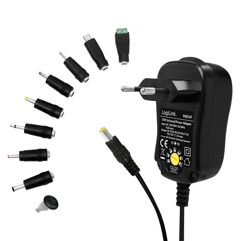 Logilink PA0167 Universal power supply 3-12V 12W Black