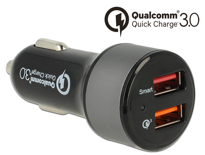 Navilock Ladeadapter 2xUSB Typ-A Qualcomm Quick Charge 3.0 Black