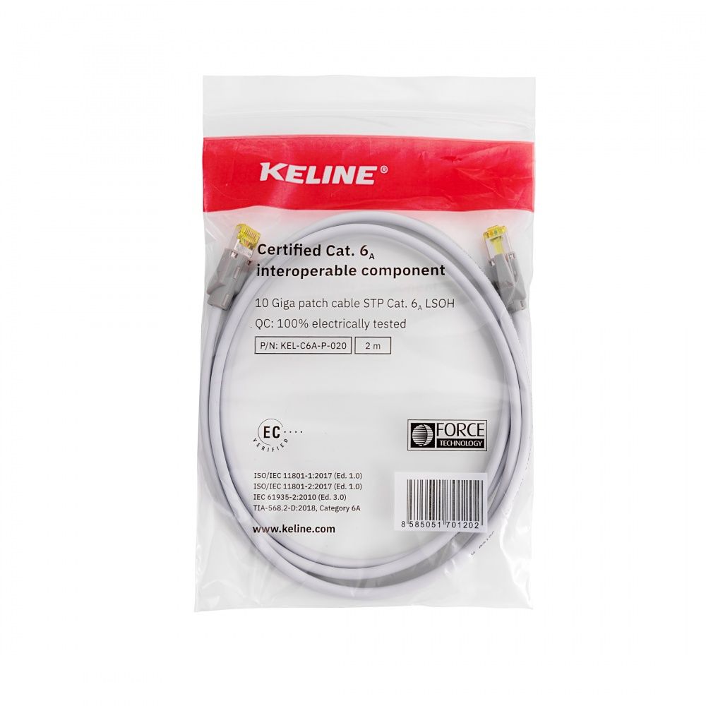 Keline CAT6A S-FTP Patch Cable 15m Grey