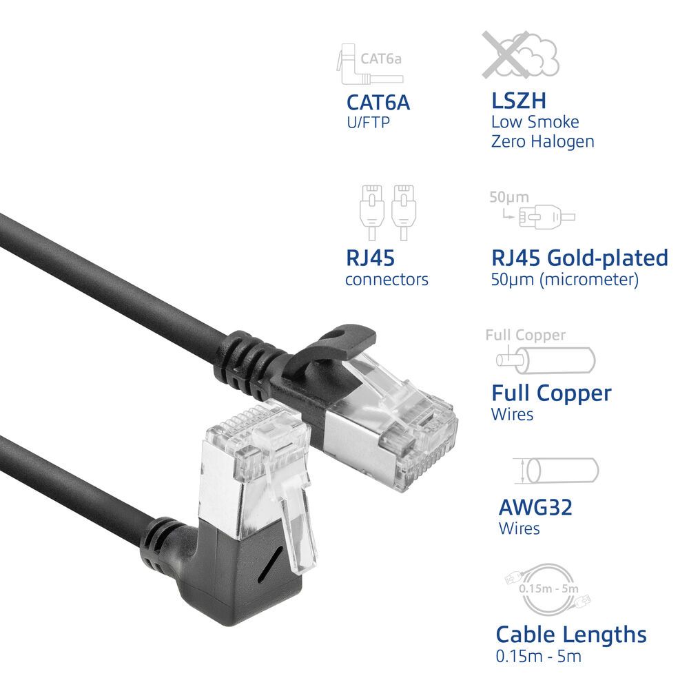 ACT CAT6A U-FTP Patch Cable 1m Black