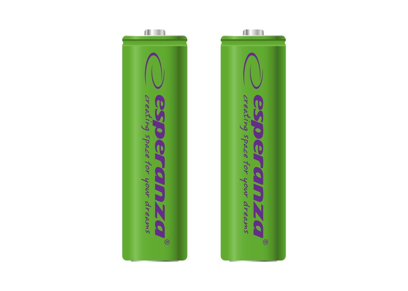 Esperanza 2000mAh AA Ni-MH akkumulátor 2db/csomag Green