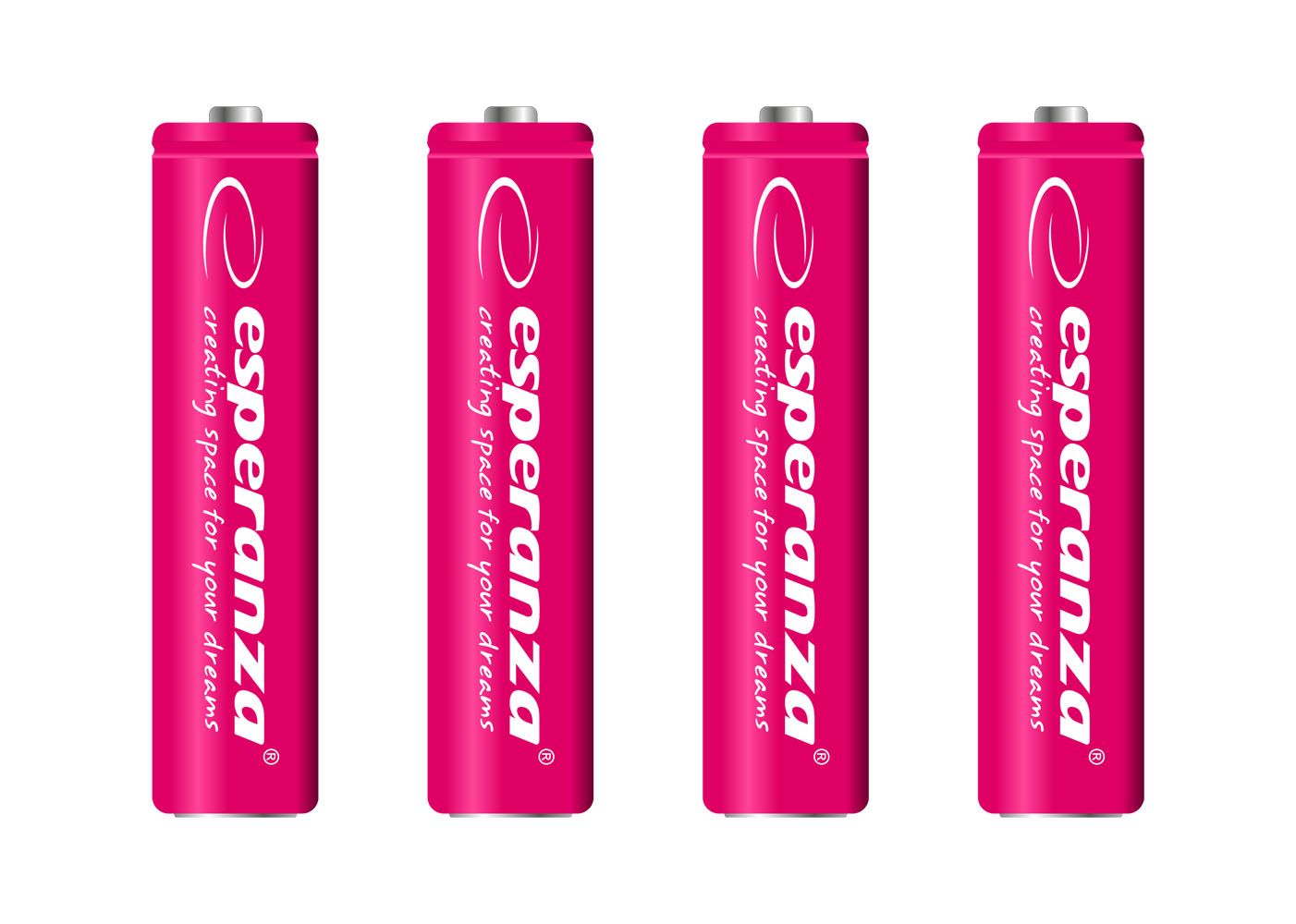 Esperanza 1000mAh AAA Ni-MH akkumulátor 4db/csomag Red