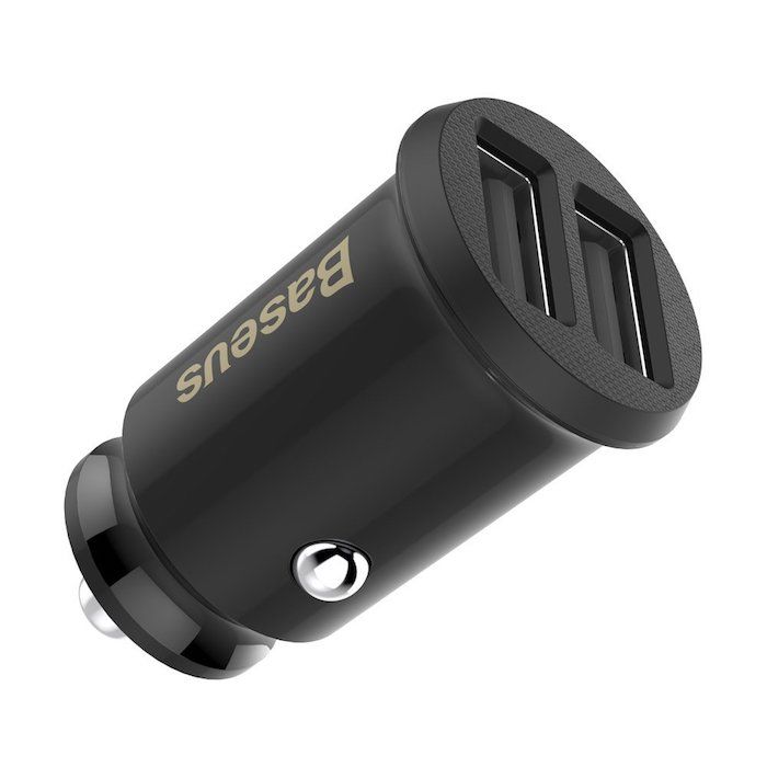 Baseus Grain Car Charger Mini Universal Smart Car Charger Black