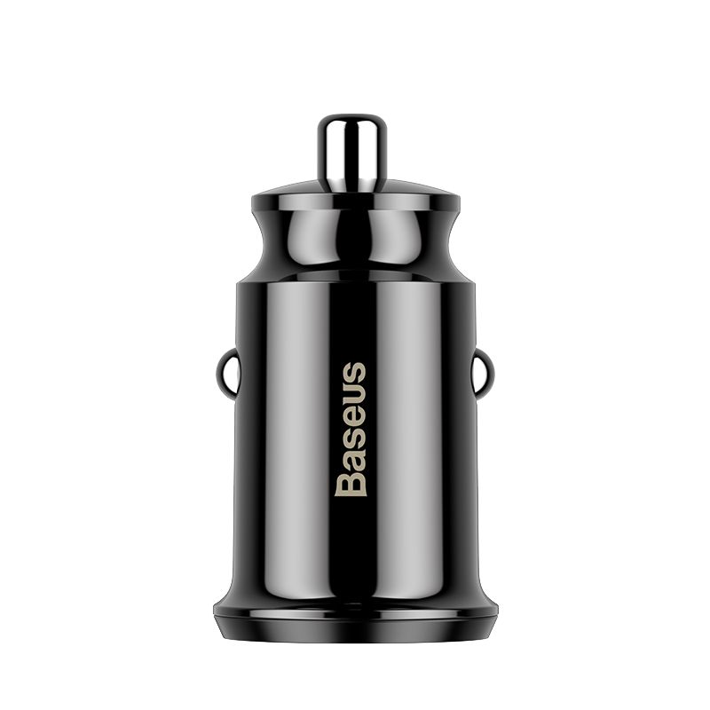 Baseus Grain Car Charger Mini Universal Smart Car Charger Black