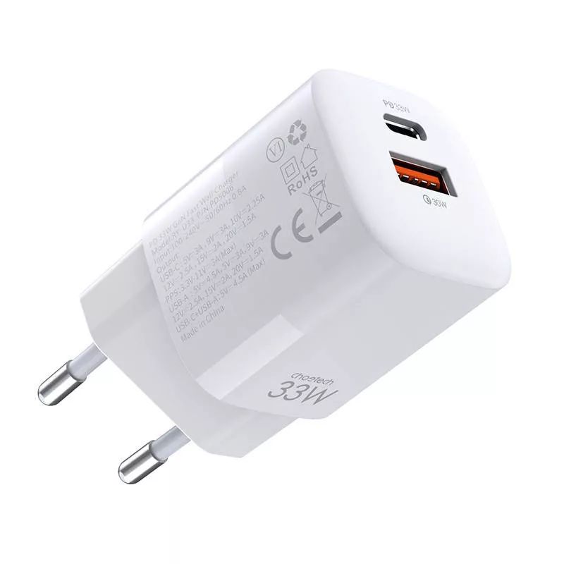 Choetech  PD5006W PD33W Type-C + USB EU Wall Charger White