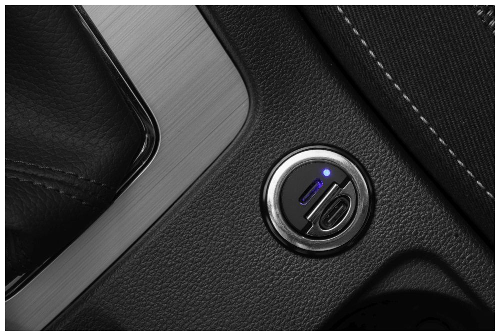 FIXED Dual USB-C Car Charger 30W + USB-C/Lightning Cable Black