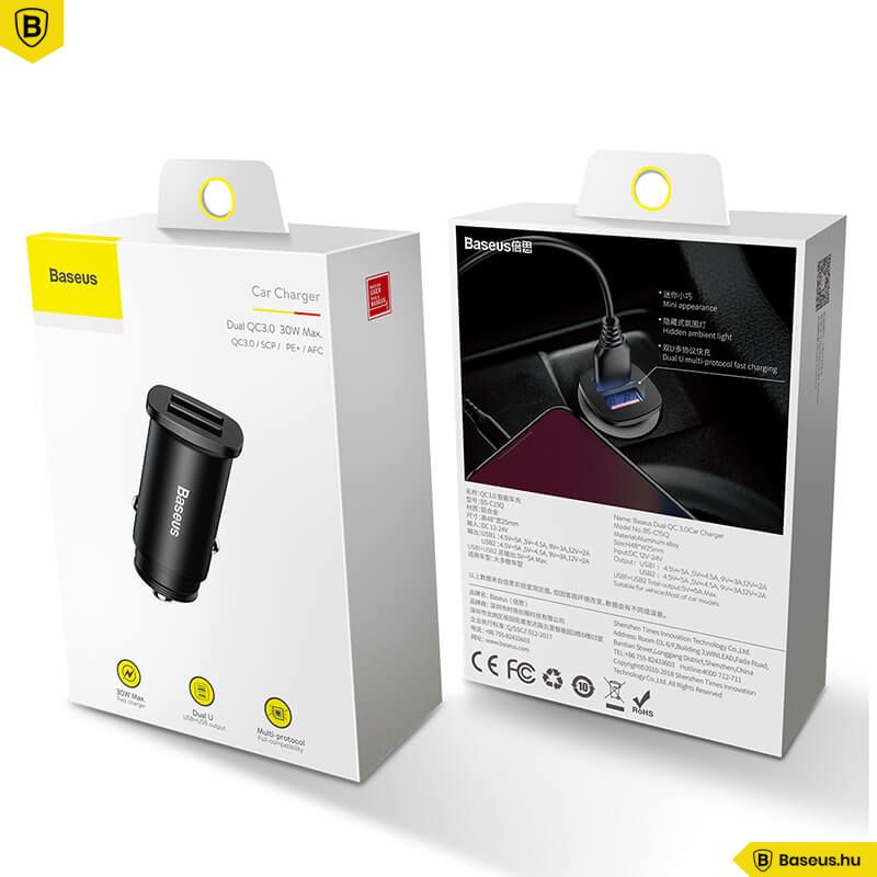 Baseus Square 2xUSB Car Charger Black