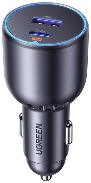 UGREEN USB-C PD+USB-A  63W Fast Car Charger Grey