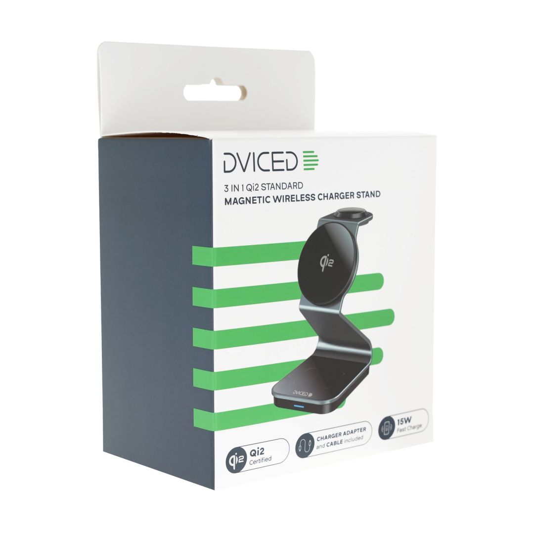 Dviced 3-in-1 Magnetic Qi2 Wireless Charger Stand Tarnish gray