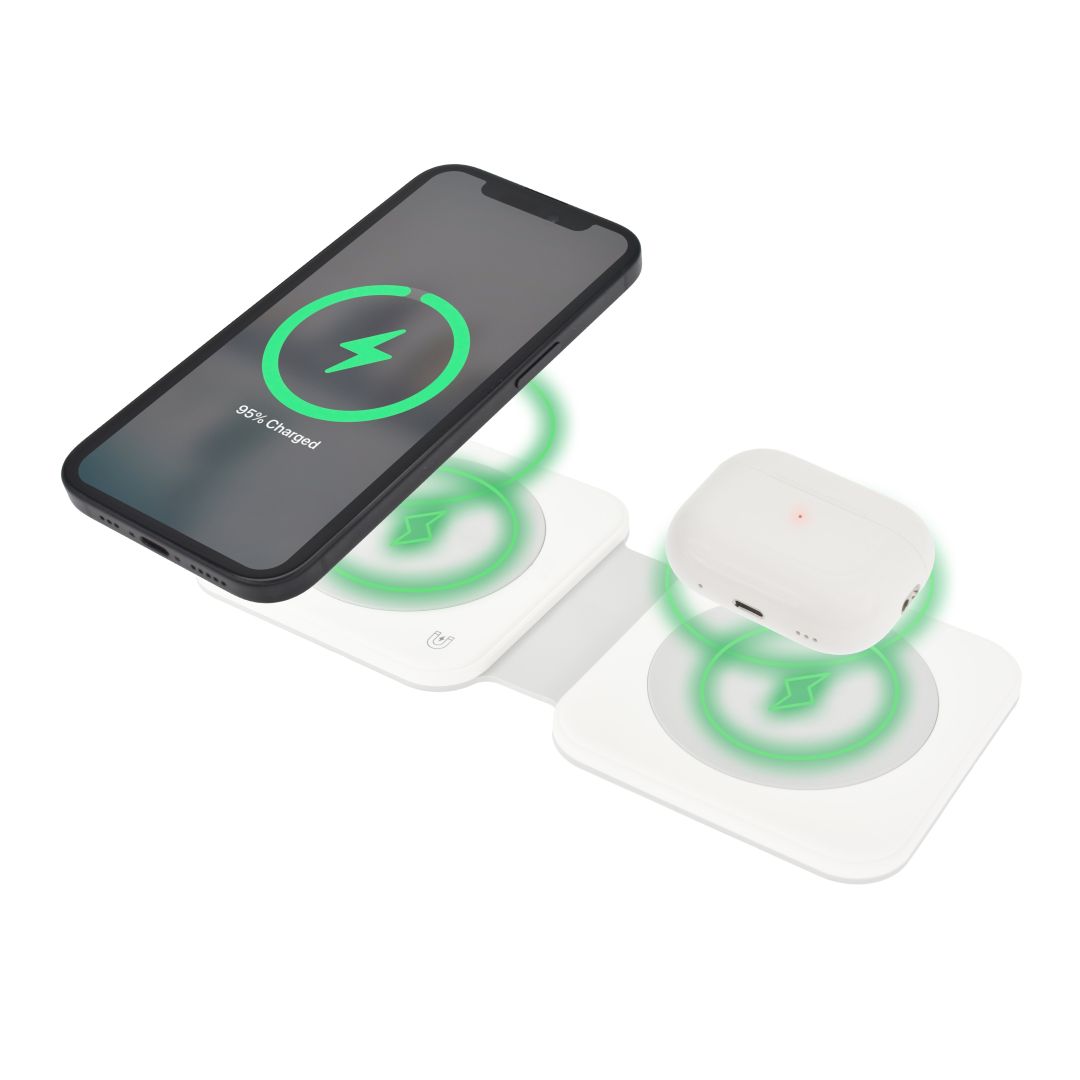Dviced 2-in-1 Foldable Magnetic Wireless charger White