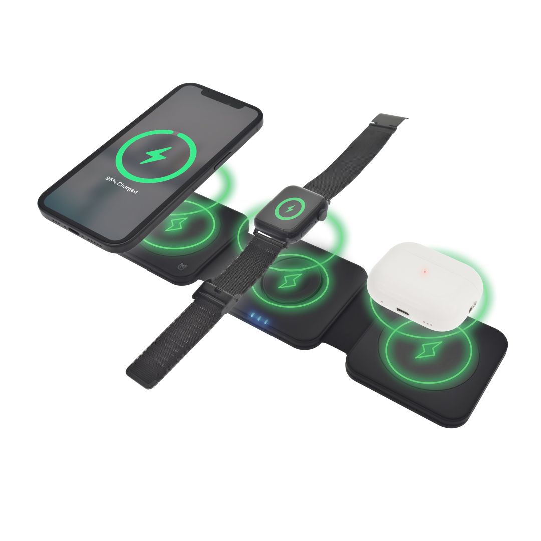 Dviced 3-in-1 Foldable Magnetic Wireless charger Black