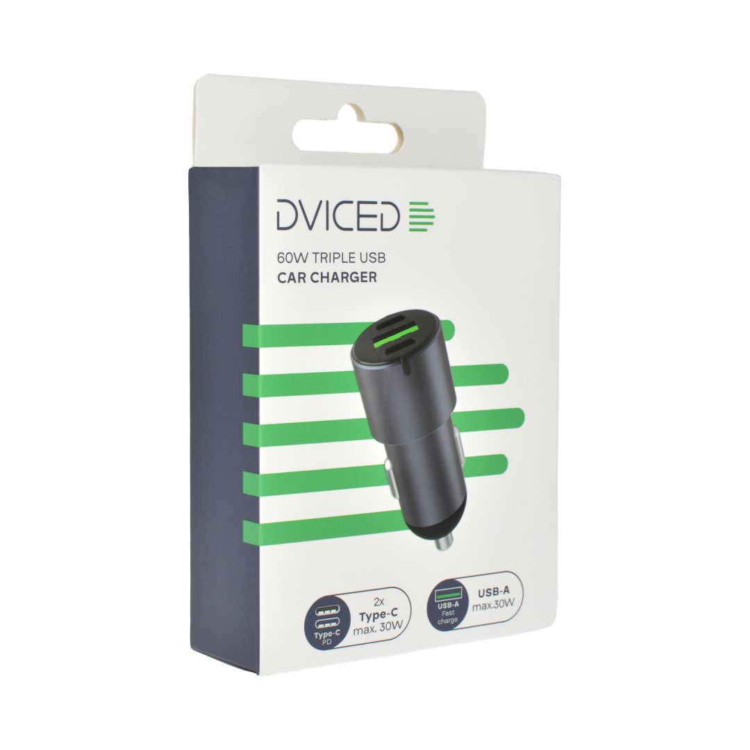 Dviced Car charger triple USB 60W Gray