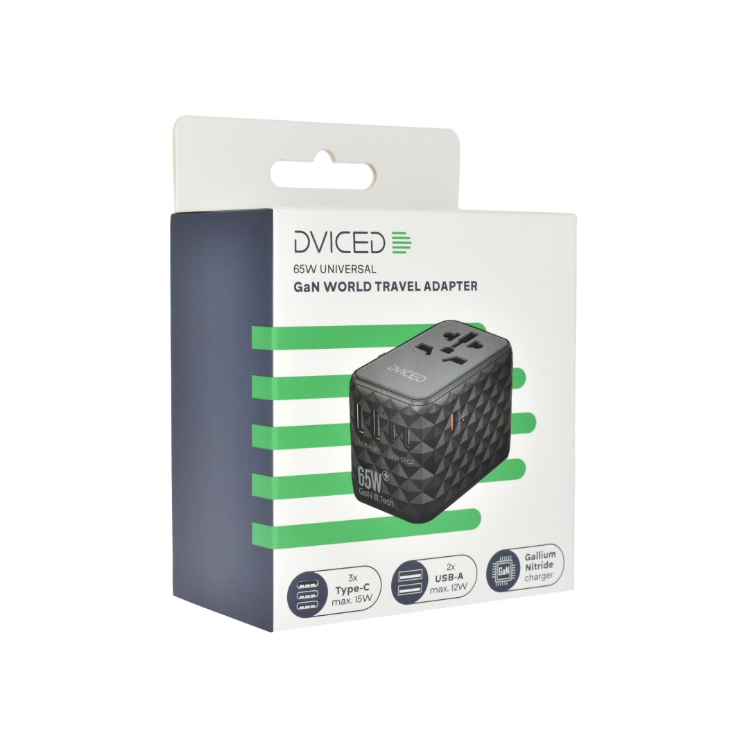 Dviced Universal Travel Adapter 65W GaN Black