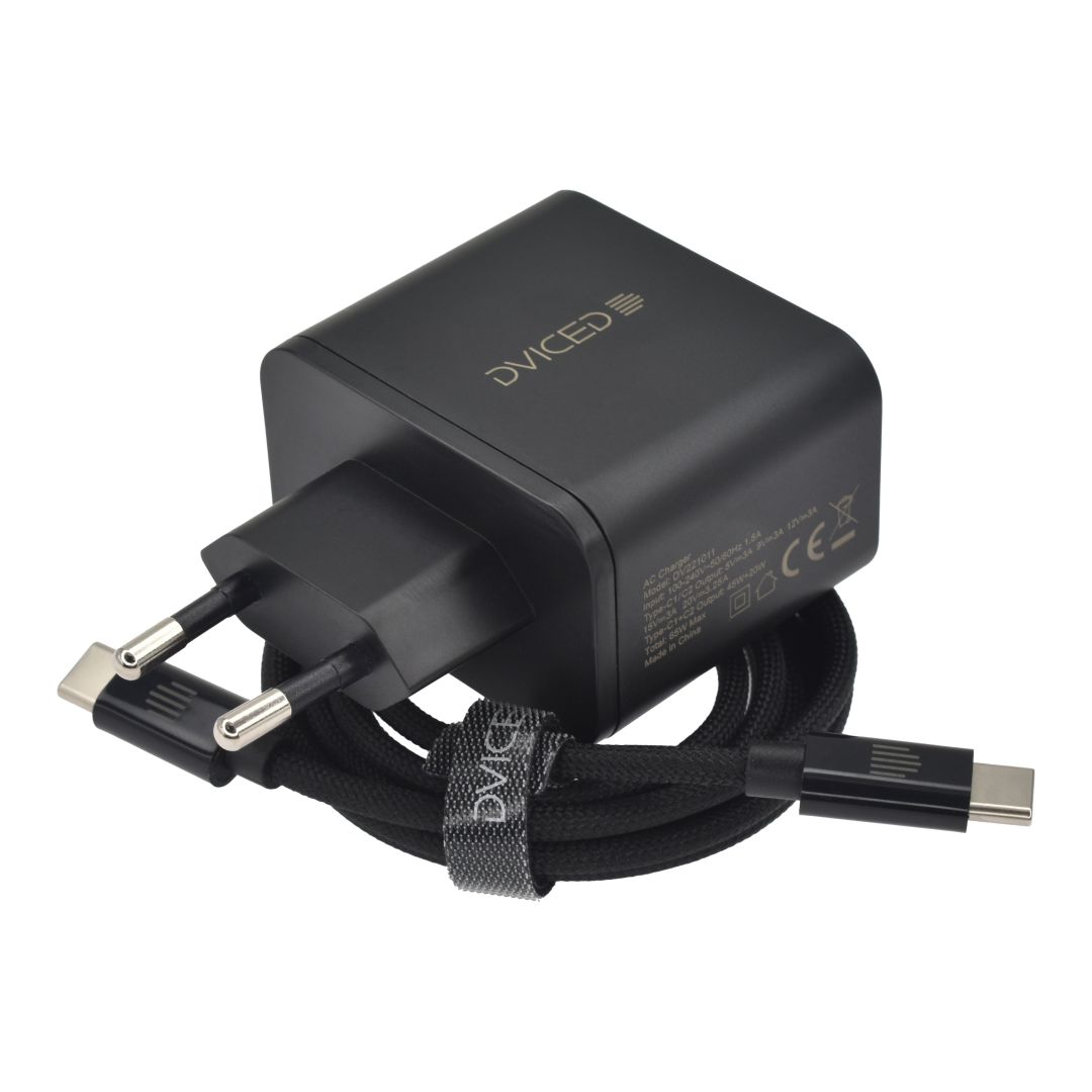 Dviced Wall Charger 65W and 1,25m cable GaN EU Black