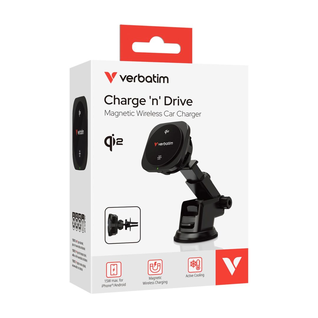 Verbatim Charge ''n'' Drive Magnetic Wireless Car Charger Black