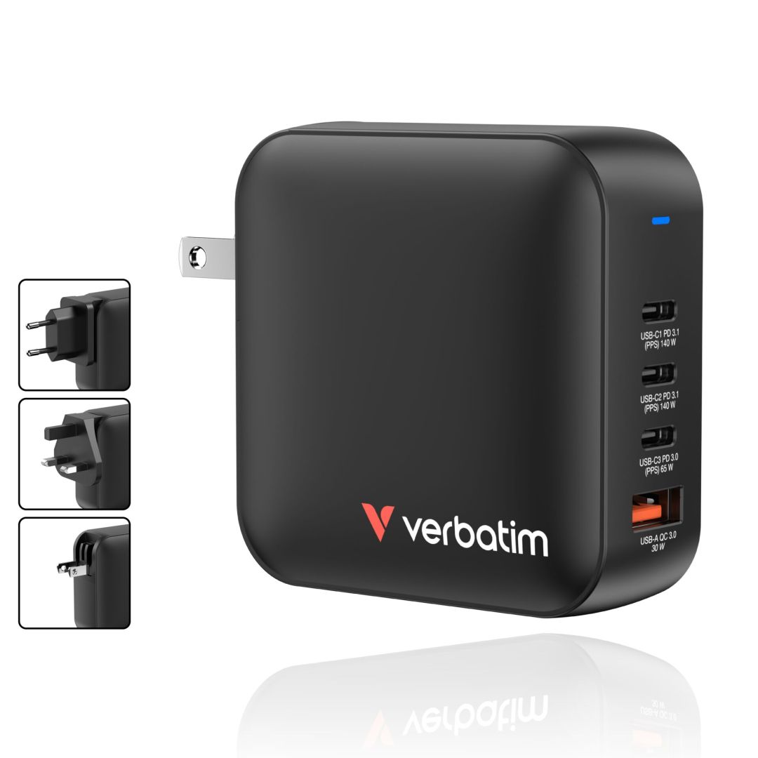 Verbatim Mini GaN Wall Charger 165W 4 Port Black