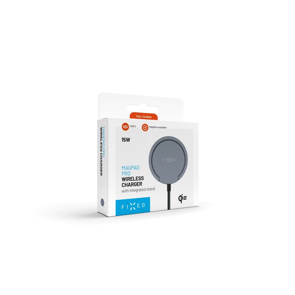 FIXED MagPad Qi2 vezeték nélküli töltő, MagSafe támogatás szürke