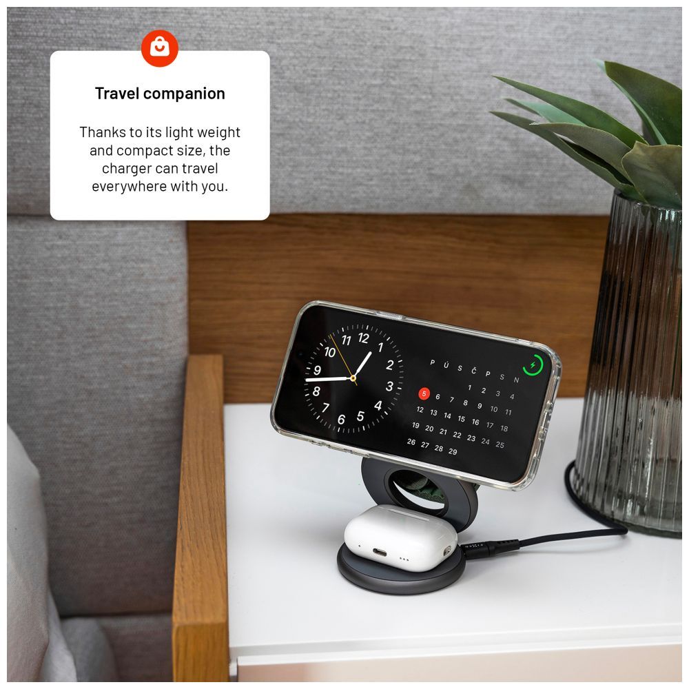 FIXED MagPowerstation Round vezeték nélküli töltő szürke