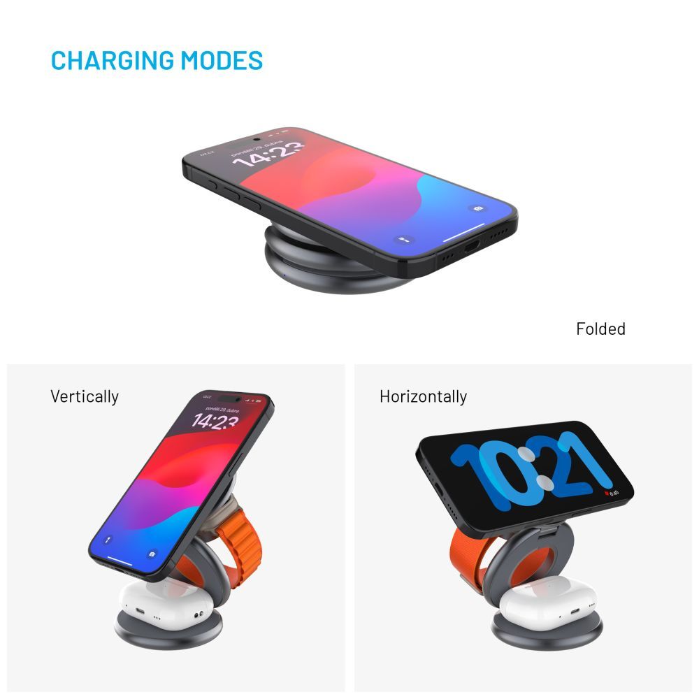 FIXED MagPowerstation Round vezeték nélküli töltő szürke