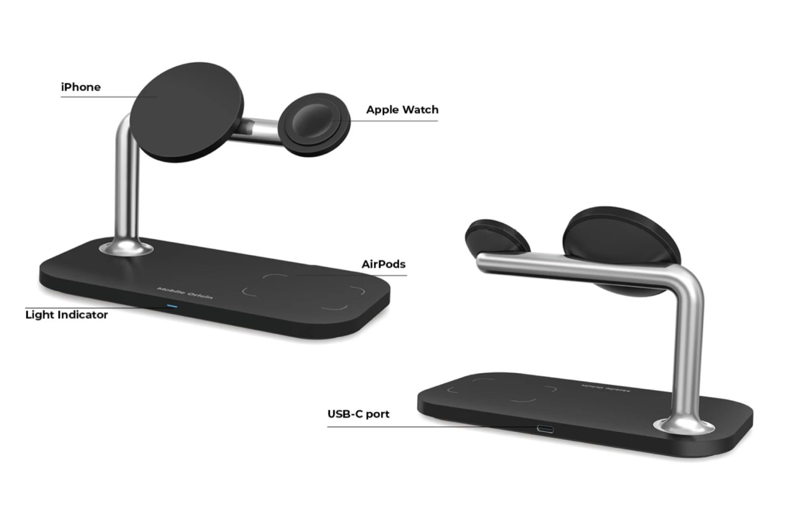 Mobile Origin 3 in 1 Wireless charger Black