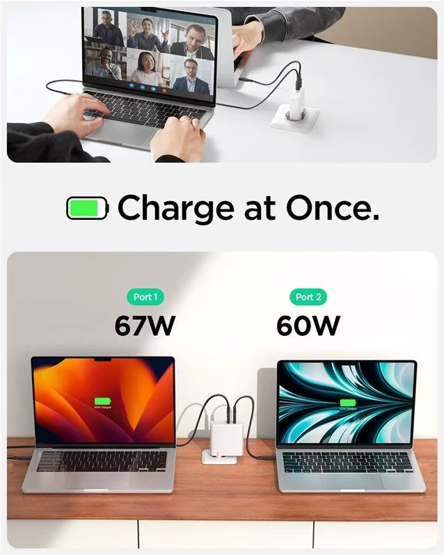 Spigen ArcStation Pro 140W Wall Charger GaN / 2-Port White