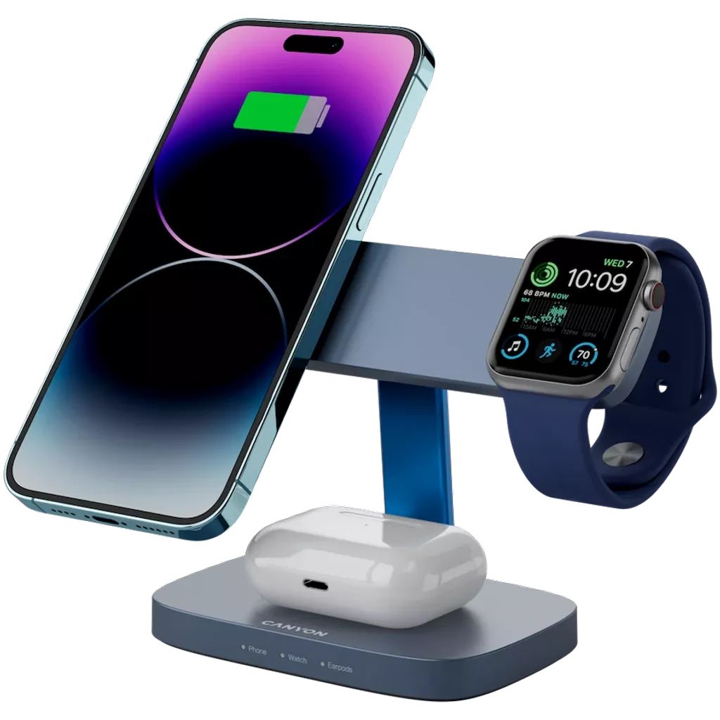 Canyon Wireless Charging Station Hexagon 310 3in1 DarkGrey/Blue