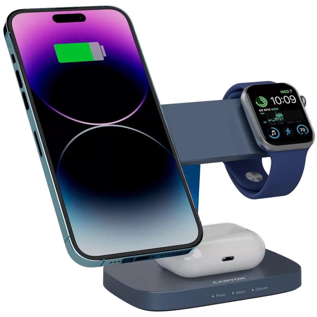 Canyon Wireless Charging Station Hexagon 310 3in1 DarkGrey/Blue