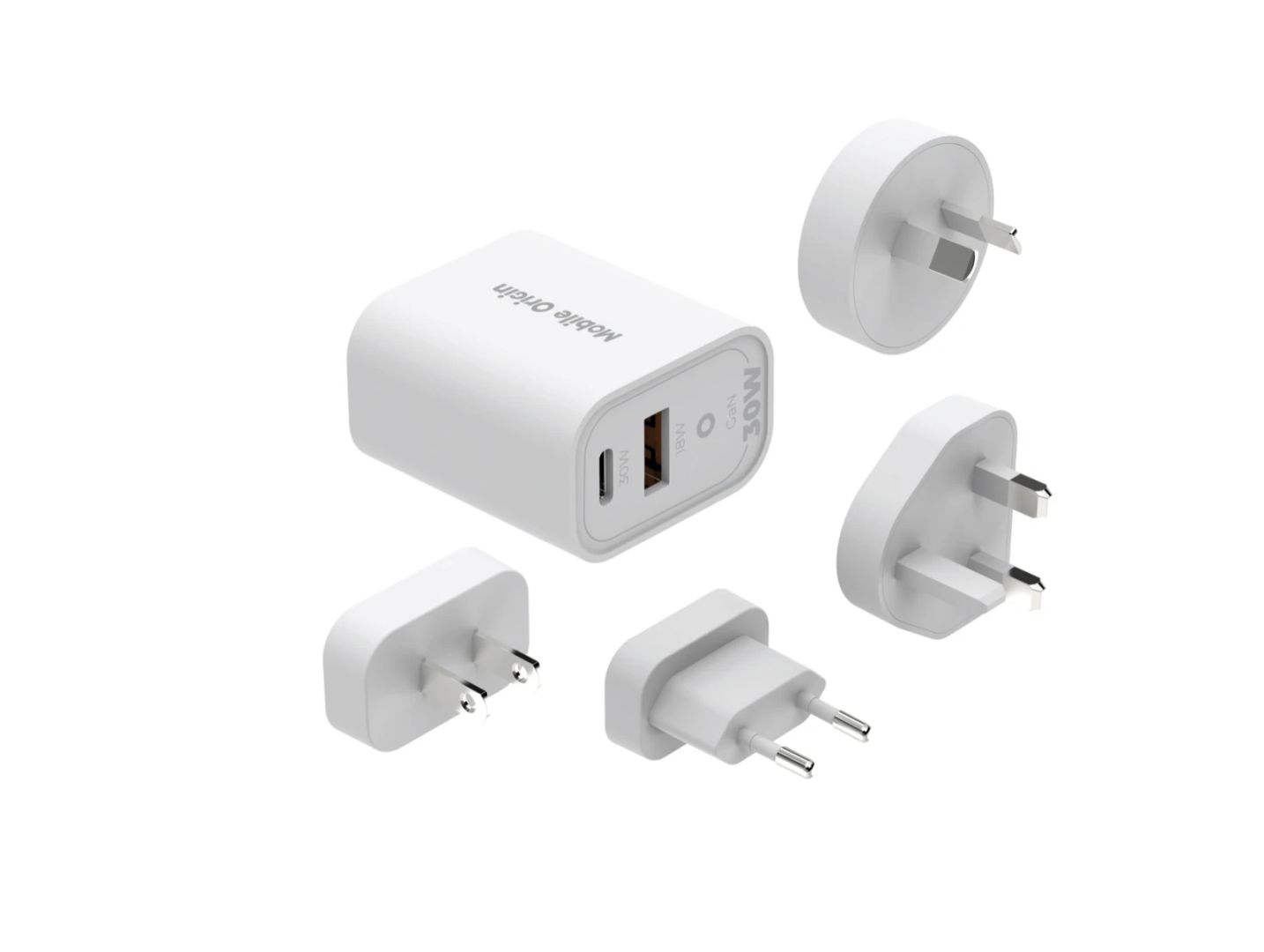 Mobile Origin GaN 30W Travel Charger MO14, EU,USA,UK,AUS