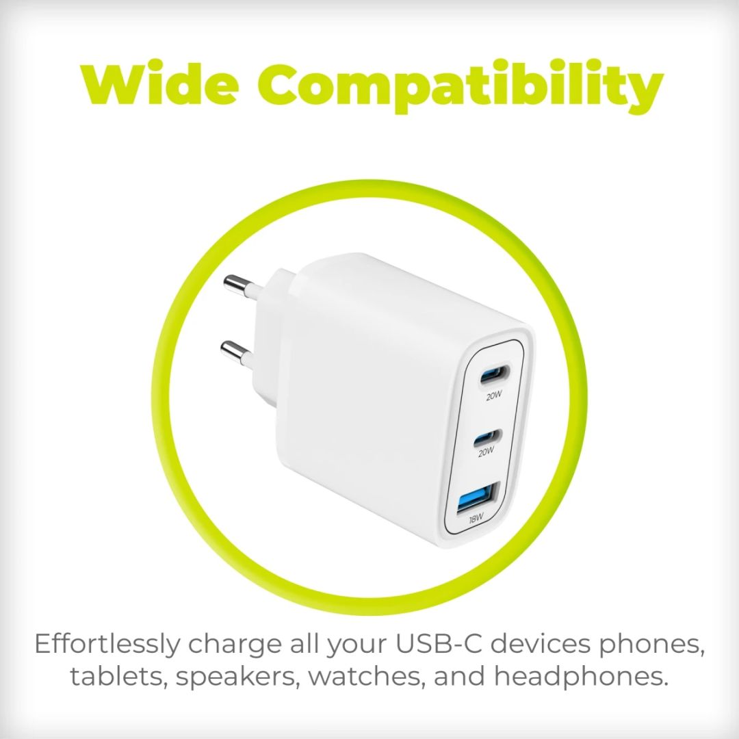 Mobile Origin GaN 40W Wall Charger MO13, 1 USB-A + 2 USB-C