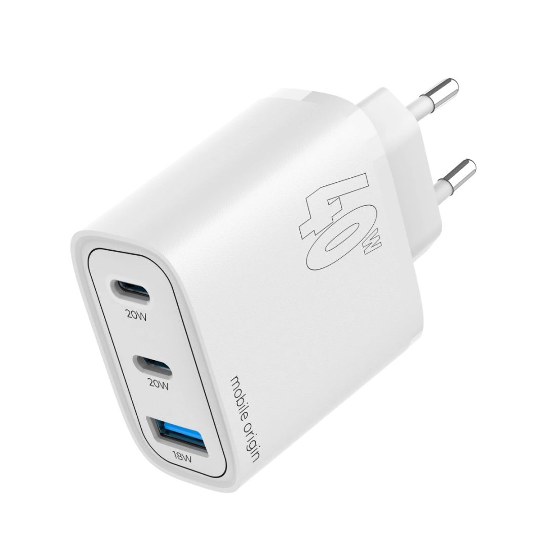 Mobile Origin GaN 40W Wall Charger MO13, 1 USB-A + 2 USB-C