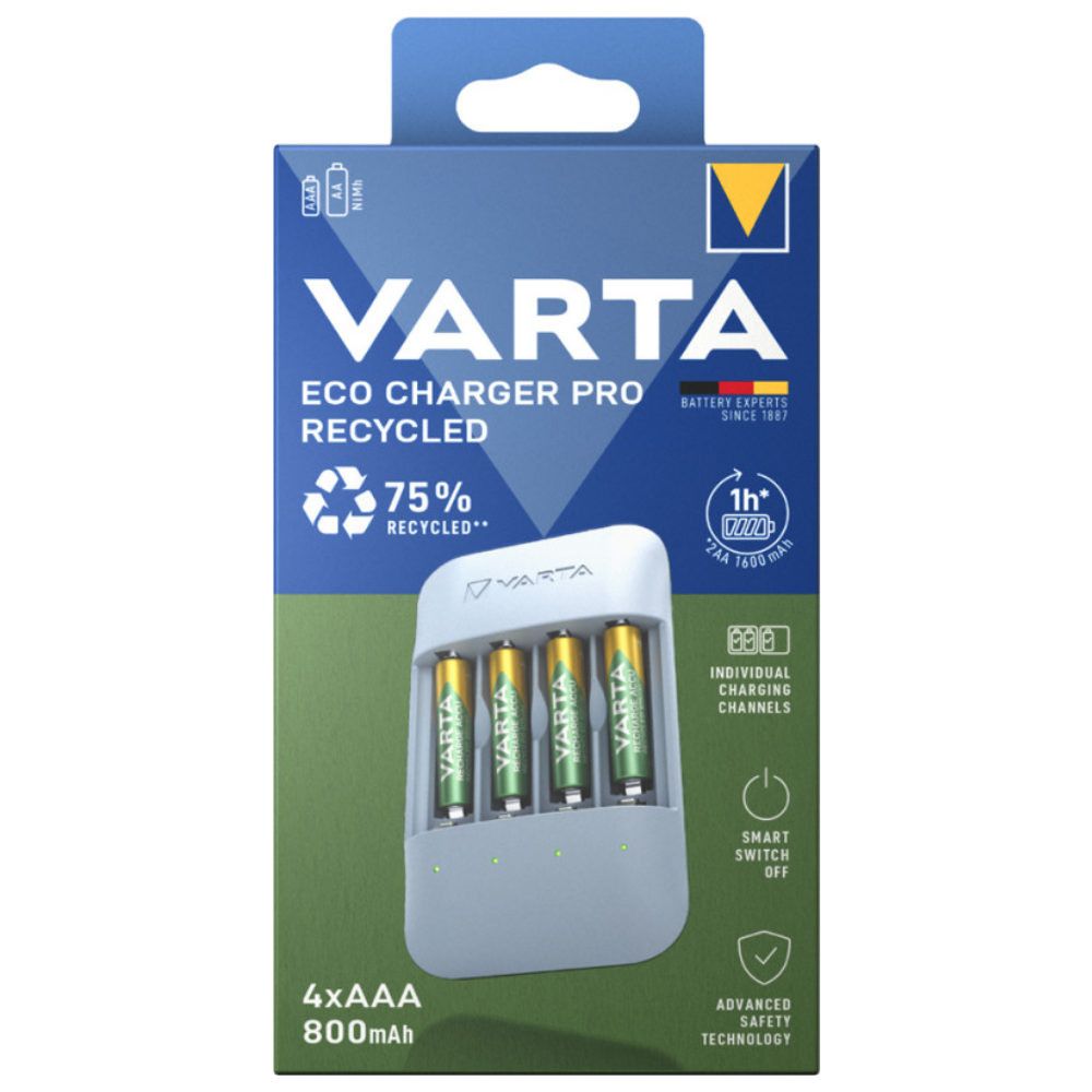 Varta Eco Charger Pro Recycled +4x AAA 800mAh Akkumulator