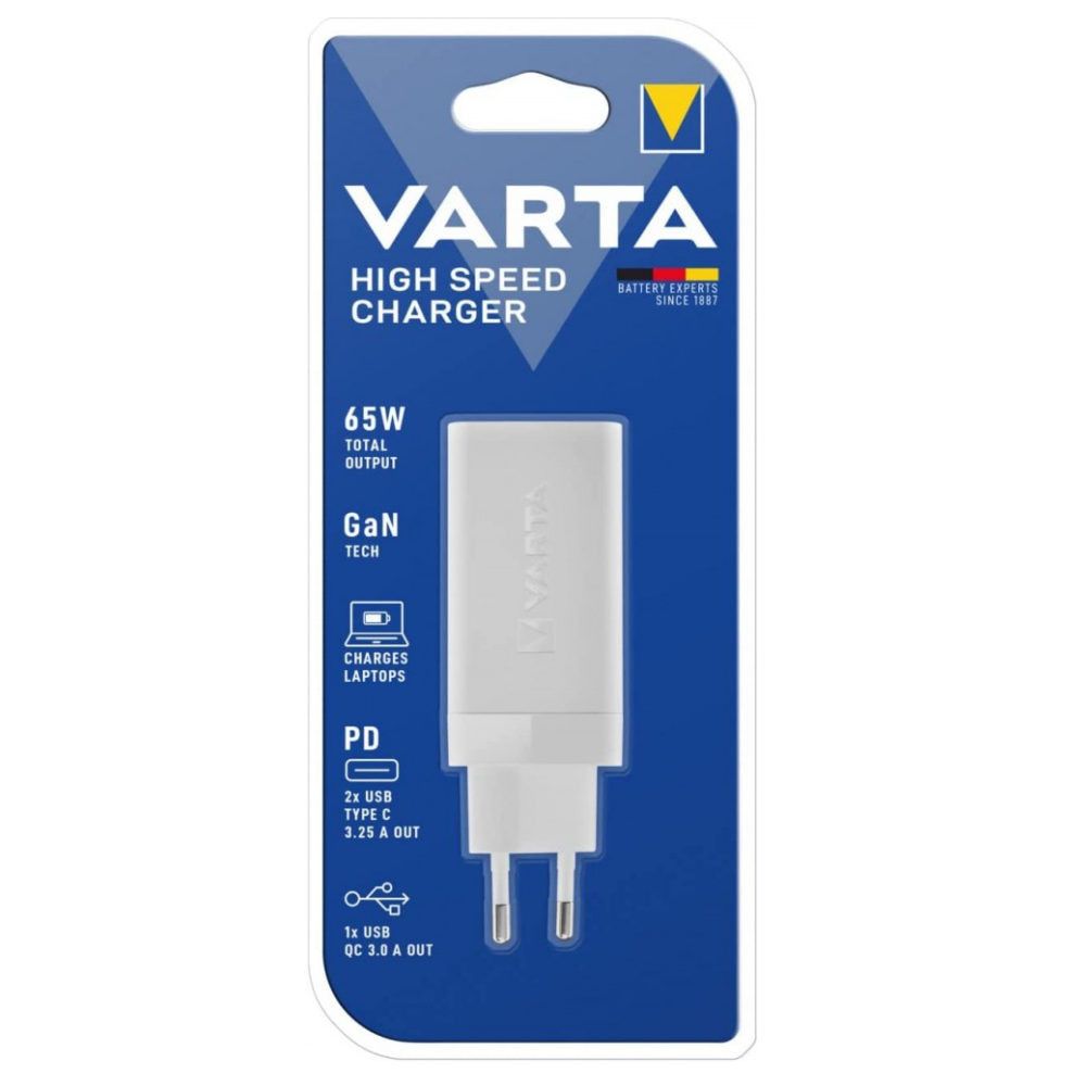 Varta Portable High Speed Charger 65W GAN Adapter White