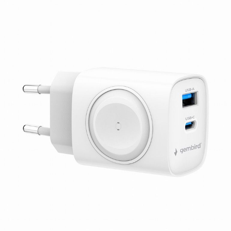 Gembird 2-in-1 20W Apple Watch + phone fast charger White