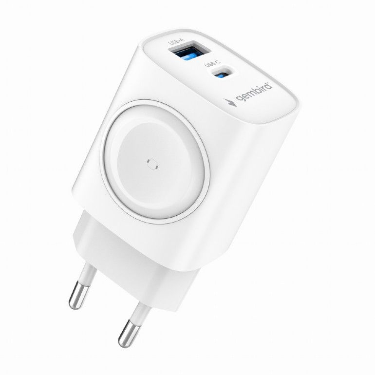 Gembird 2-in-1 20W Apple Watch + phone fast charger White