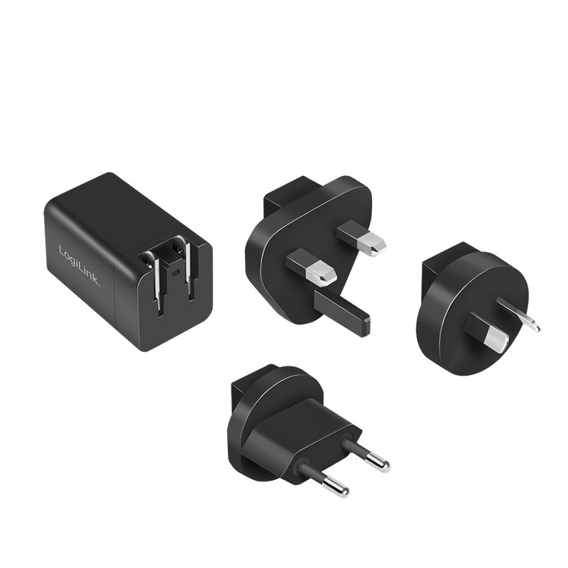 Logilink Dual USB socket travel adapter Black