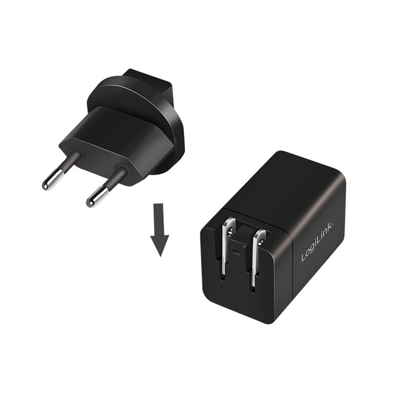 Logilink Dual USB socket travel adapter Black