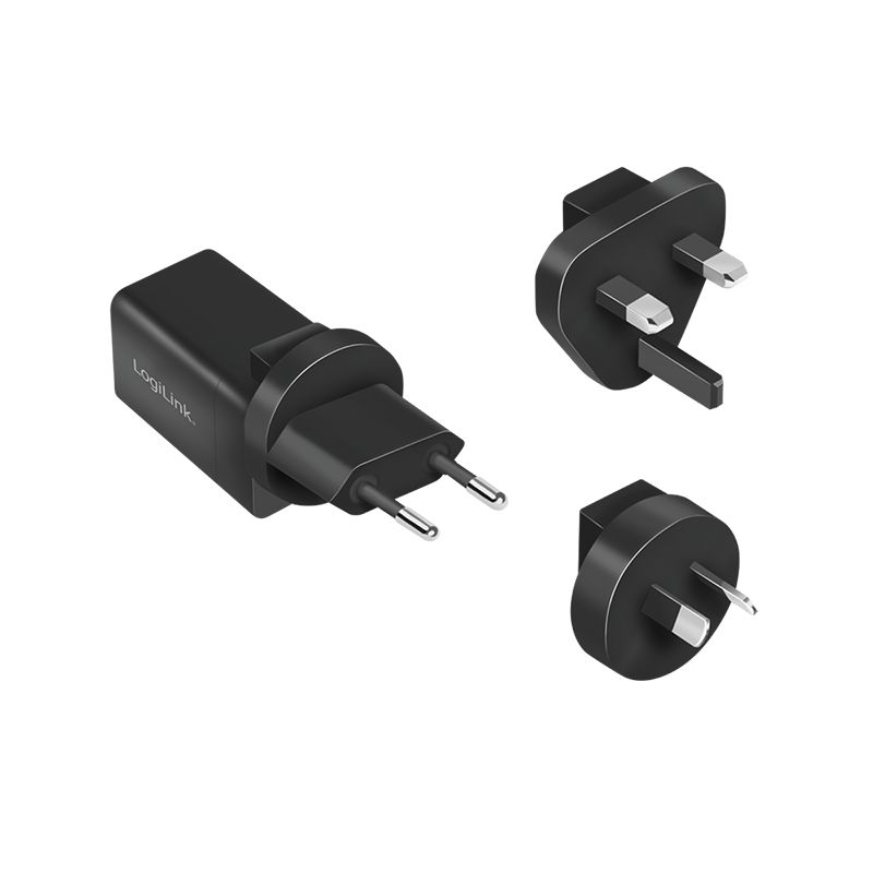 Logilink Dual USB socket travel adapter Black