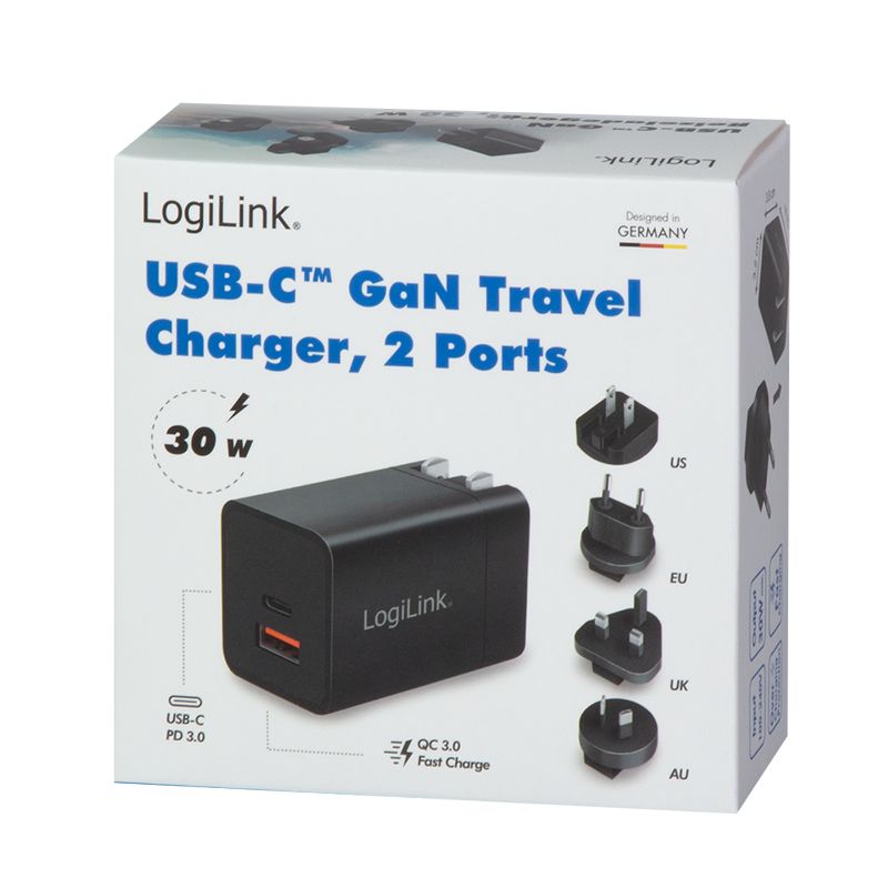 Logilink Dual USB socket travel adapter Black