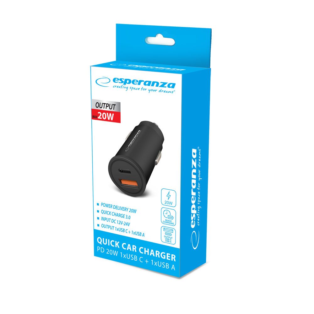 Esperanza EZC111K Car Quick Power Charger 20W Black